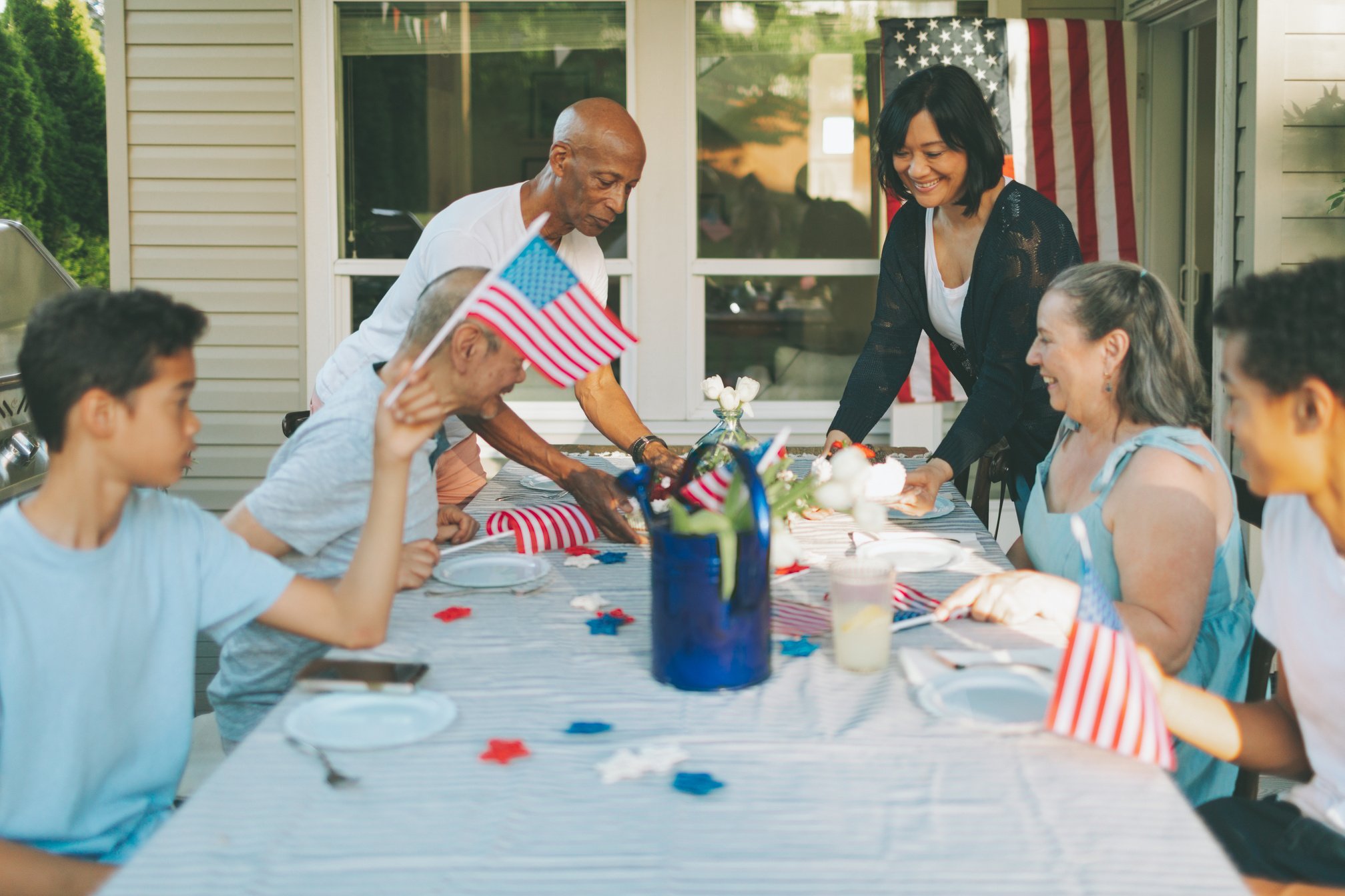 Diverse Family Celebrating Fourth of July Together